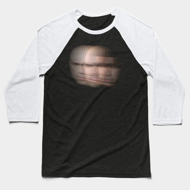 Joe Rogan Glitch Aesthetic Tribute Artwork Baseball T-Shirt by DankFutura